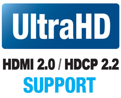 UltraHD-enheter med HDMI 2.0 och HDCP 2.2 ger förbättrad ljud- och bildkvalitet för hemmabio.