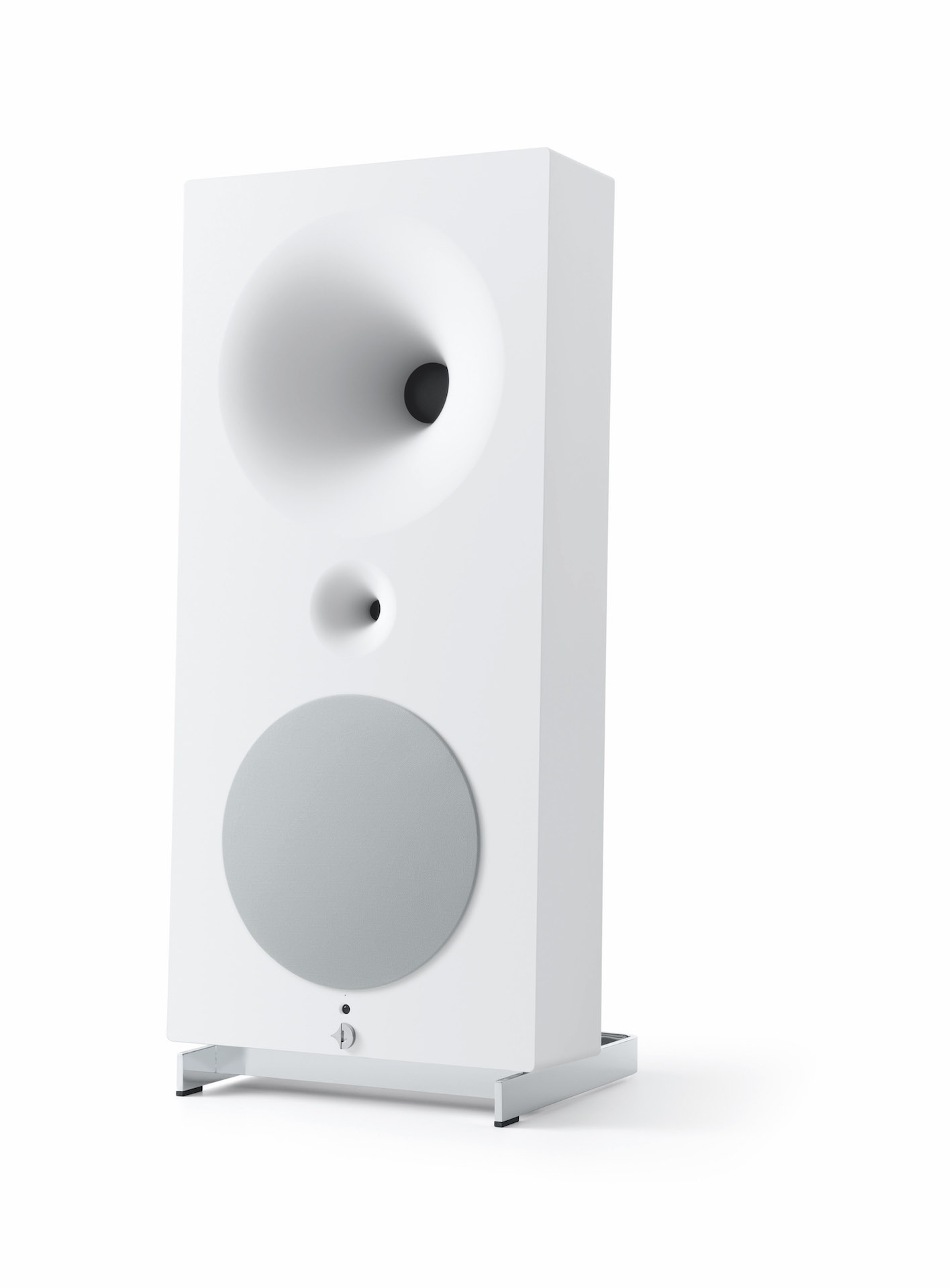 Avantgarde Acoustic Zero One-högtalare i elegant vitt, modern ljudteknik för kräsna lyssnare.