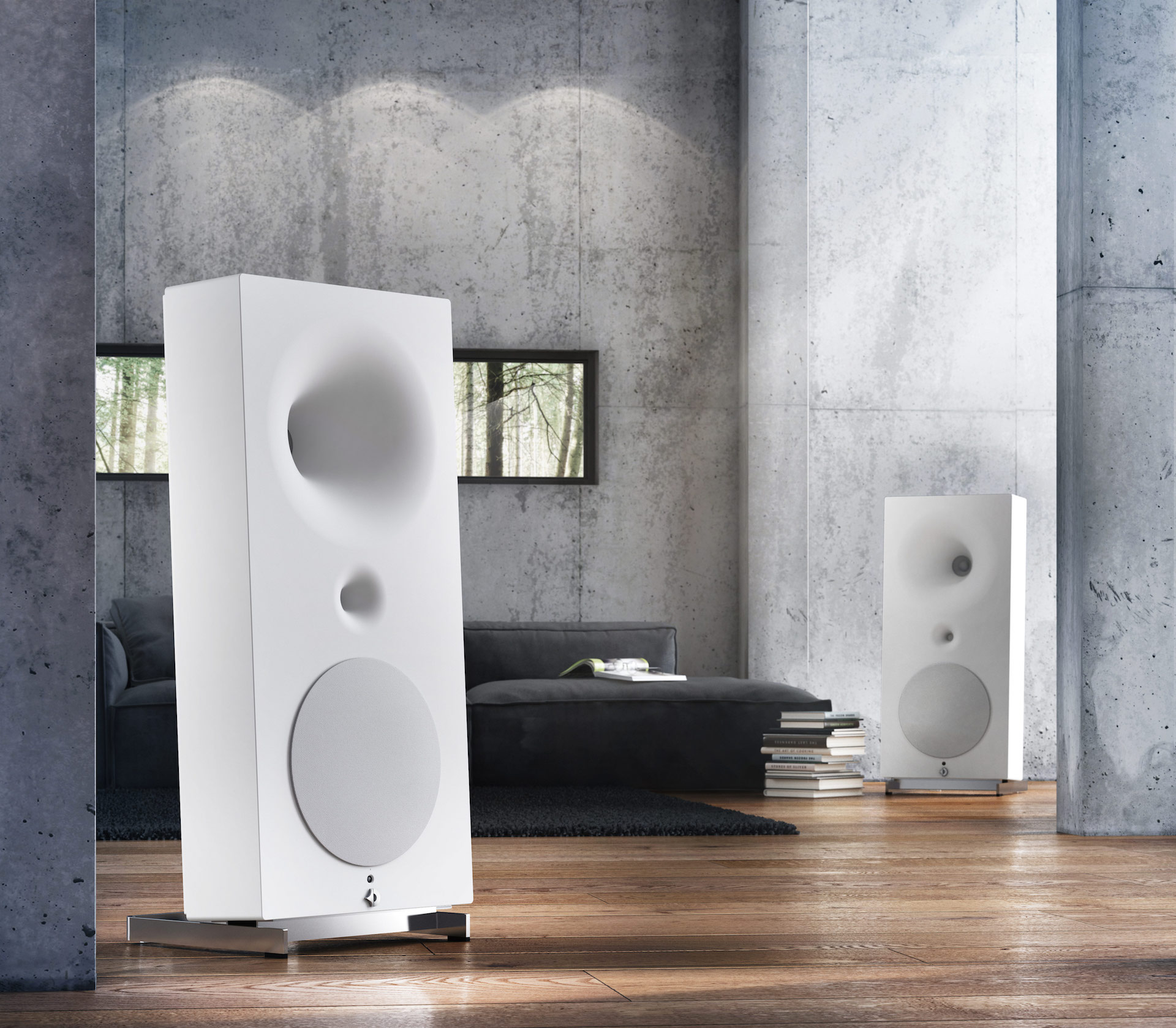 Avantgarde Acoustic Zero 1-högtalare i modern inredning, elegant design och förstklassig ljudkvalitet.