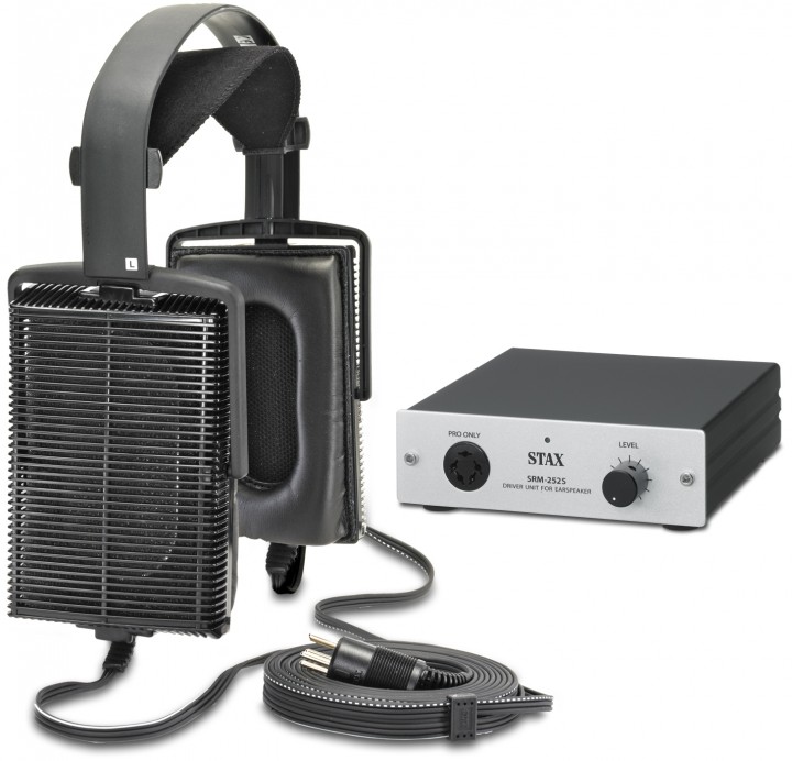 Stax hörlurar med SRM-252S driverenhet, idealisk ljudupplevelse och perfekt present för musikälskare.