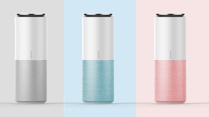 Tre moderna smarta högtalare i grått, blått och rosa, perfekta för alla hem.
