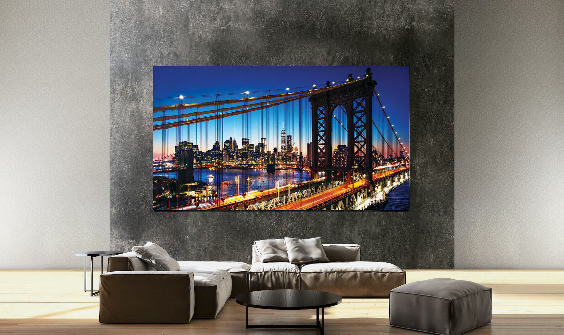 Samsung The Wall i vardagsrummet, en stor och färgstark TV för den ultimata hemmabioupplevelsen.