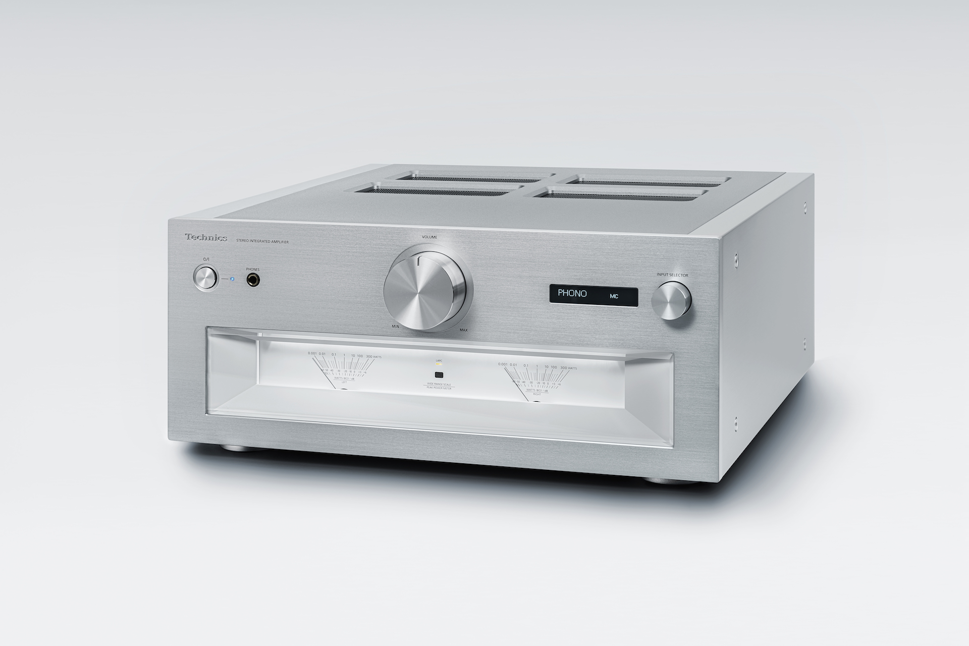 Technics SU-R1000, en högkvalitativ stereo-förstärkare, visas för kräsna audiofiler.